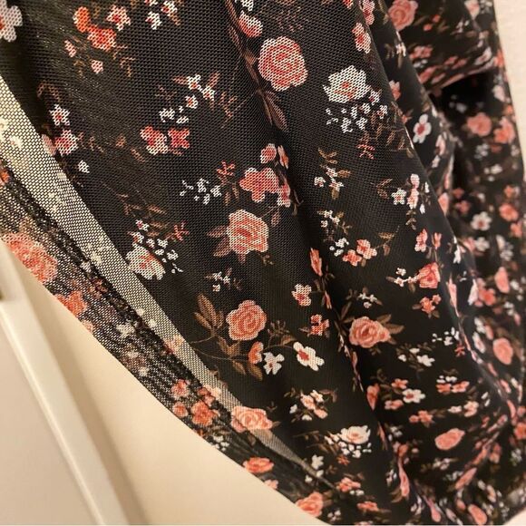 Black floral print Mesh Dress Lace whimsy goth romantic slip skater juniors S - Picture 12 of 13